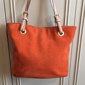 Michael Kors orange suede shoulder bag